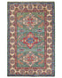 4x6 Green Kuba Afghan Hand Knotted Wool Area Rug